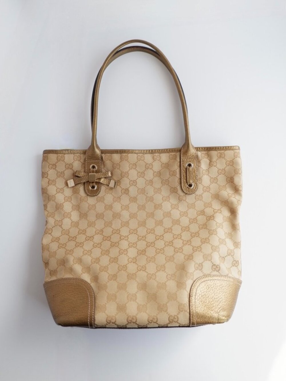 Authentic Preowned Gucci Gold GG Canvas Tote Bag